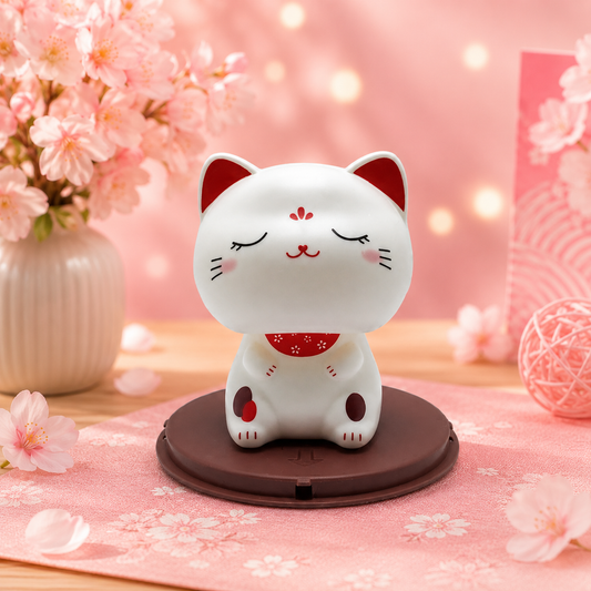 🌞Large🐱 Solar-Powered Nodding Cat: A Whimsical Touch of Japanese Charm 🌈✨ (Eyes closed)