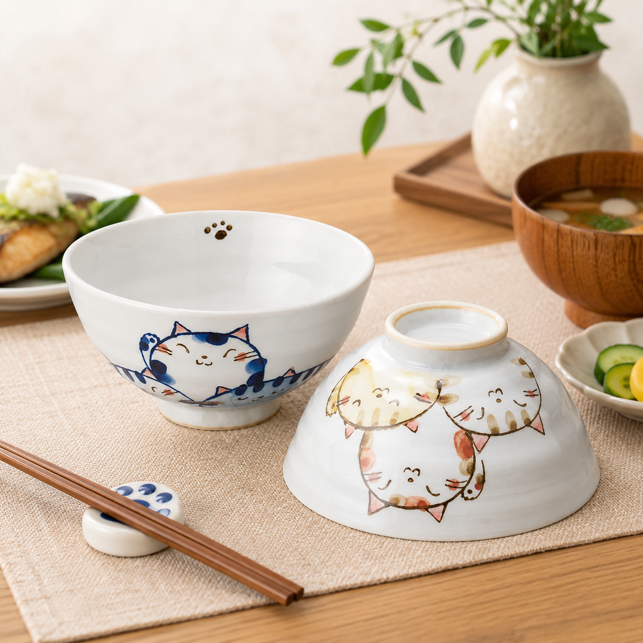 🐱🍚✨ Mino Ware Cat Rice Bowl – Microwave & Dishwasher Safe