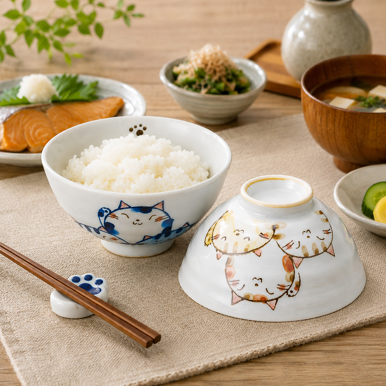 🐱🍚✨ Mino Ware Cat Rice Bowl – Microwave & Dishwasher Safe