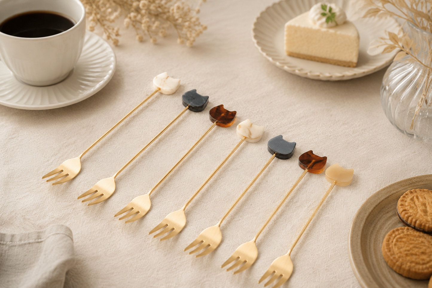 🐱FORK✨ Gold Cat Charm Cutlery – Made in Japan