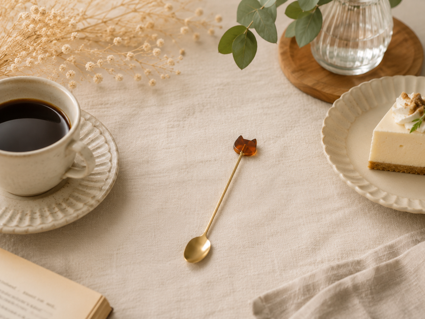 🐱 SPOON✨ Gold Cat Charm Cutlery – Made in Japan