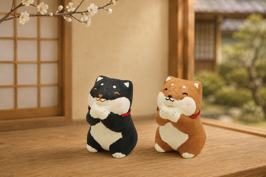 🐕🙏 Handmade “Onegai” Shiba Inu Washi Ornament – Made in Japan