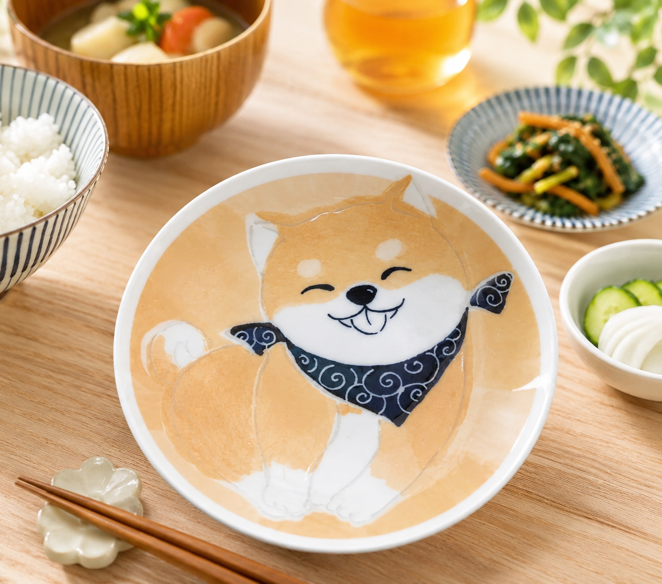 🐕🍽️ Smiling Shiba Inu Mino Ware Side Plate ✨13 cm