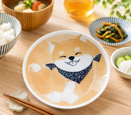 🐕🍽️ Smiling Shiba Inu Mino Ware Side Plate ✨13 cm