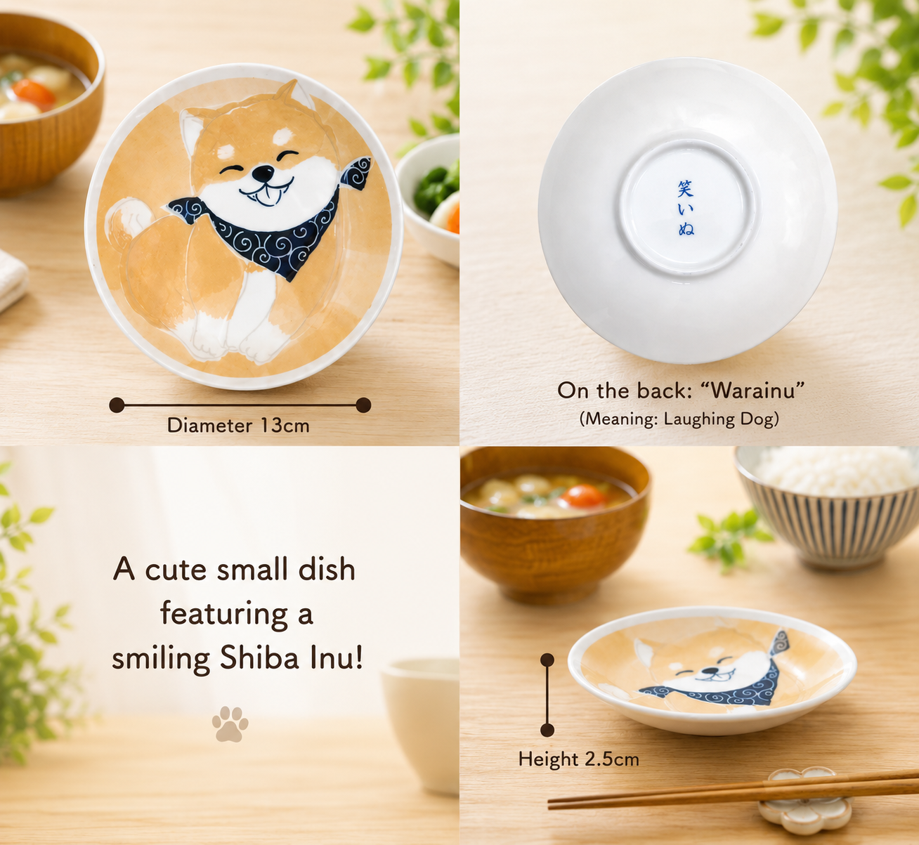 🐕🍽️ Smiling Shiba Inu Mino Ware Side Plate ✨13 cm