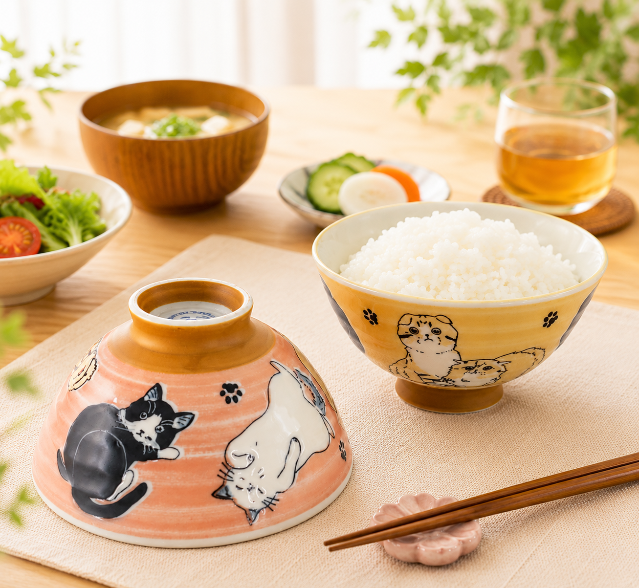 🐱🍚 Made in Japan Cute Cat Rice Bowl Pink