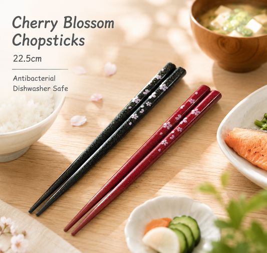 🌸✨ Sparkling Sakura Chopsticks – 22.5 cm | Dishwasher Safe & Antibacterial 🥢