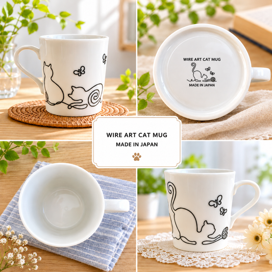 🐾 Wire Art Cat Mug : Add a Touch of Feline Elegance to Your Table 🍽 8.6 x H9cm