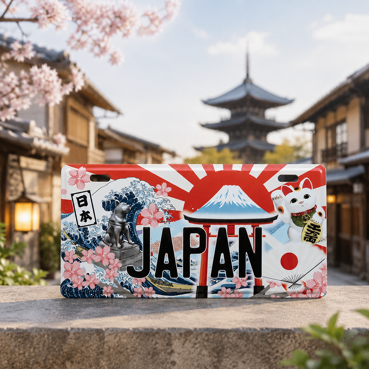 🗾🚗 Japan Decorative License Plate – Japanese Wall Art Red