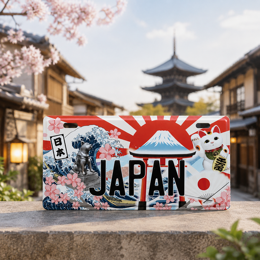 🗾🚗 Japan Decorative License Plate – Japanese Wall Art Red