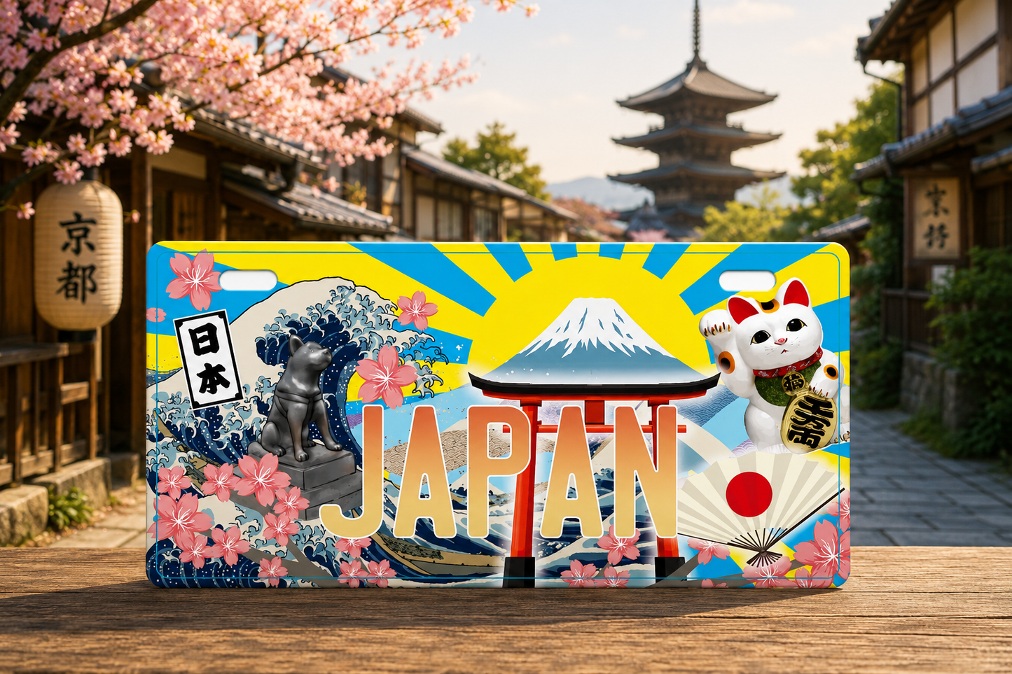 🗾🚗 Japan Decorative License Plate – Japanese Wall Art Yellow