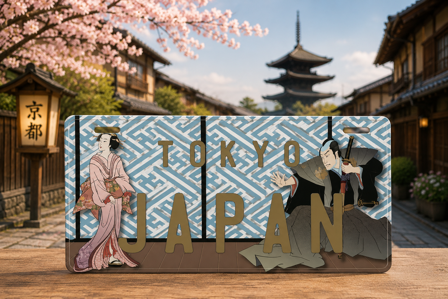 🗾🚗 Japan Decorative License Plate – Japanese Wall Art Couple