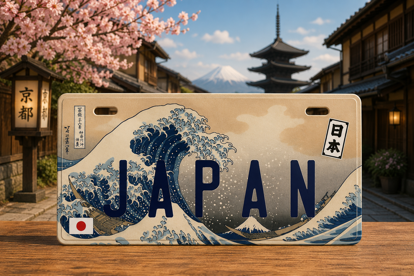 🗾🚗 Japan Decorative License Plate – Japanese Wall Art Wave