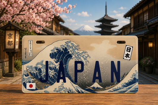 🗾🚗 Japan Decorative License Plate – Japanese Wall Art Wave