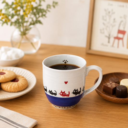 🐱Blue☕ Black Cat Mug – Made in Japan