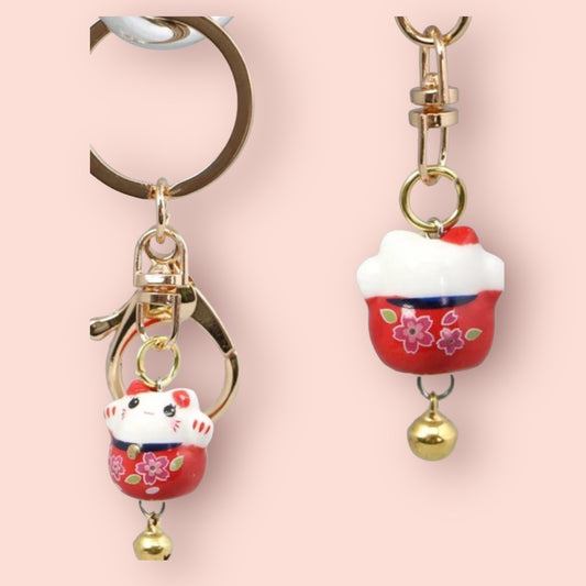 Colorful Manekineko Keychains: Bring Luck and Prosperity Everywhere You Go! Mameneko (Eyes open)