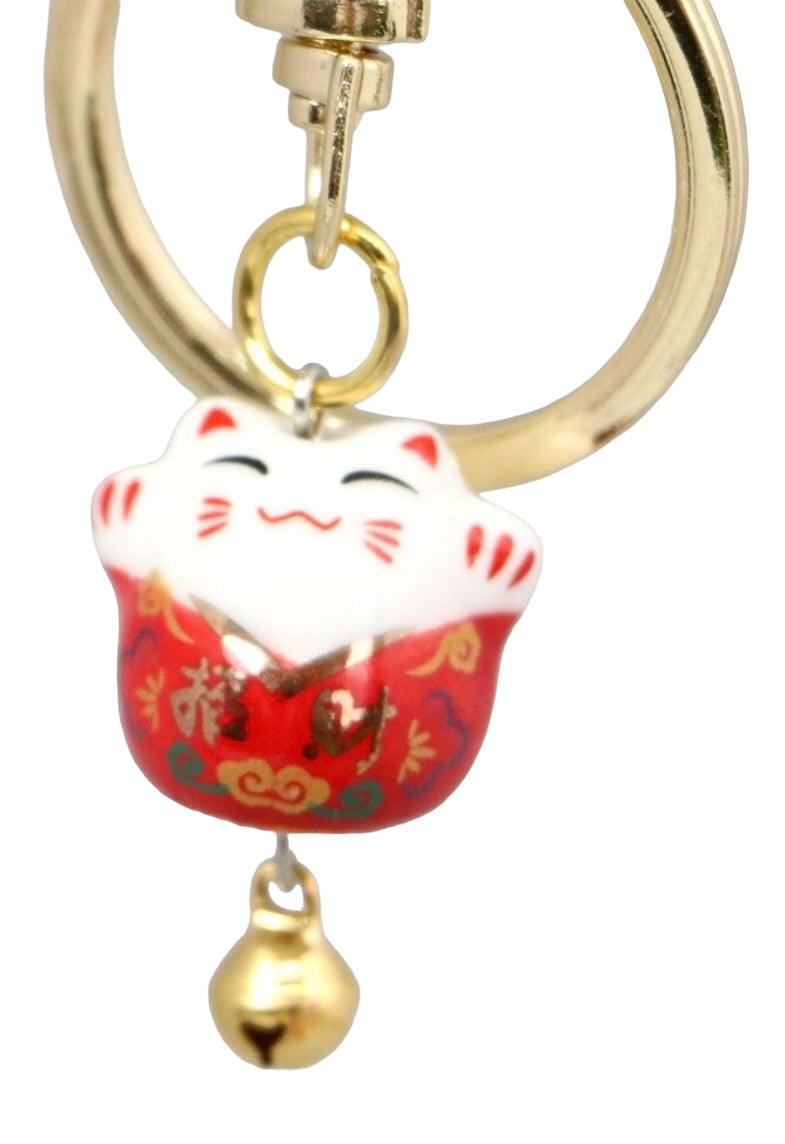 Colorful Manekineko Keychains: Bring Luck and Prosperity Everywhere You Go! Mameneko (Eyes closed)