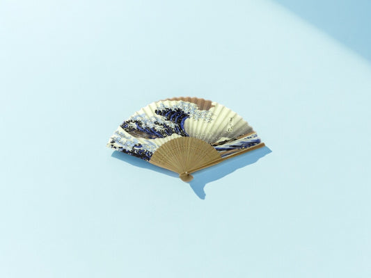 🌸 Kanagawa Okinonoura Silk Fan - Elegance in Every Breeze 🌊