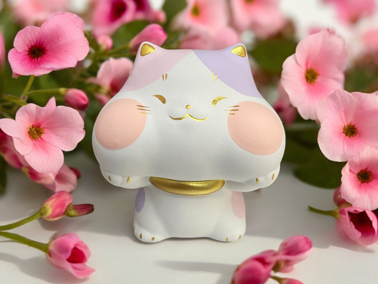 Handcrafted Japanese Lucky Cat Fuku🐱Pastel  Pink×Lilac