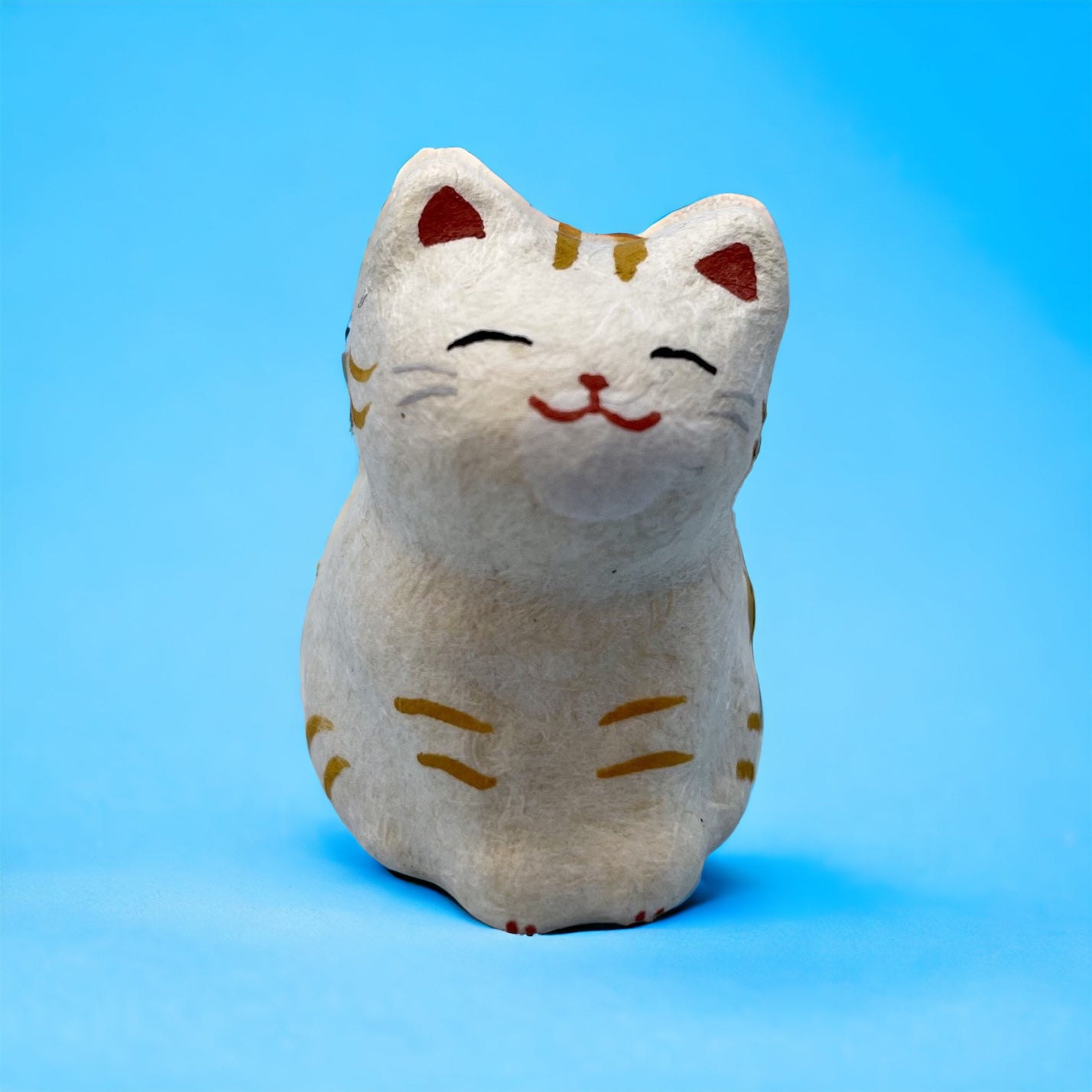 Torn Japanese Paper, Lucky Cat in Tabby for Wealth