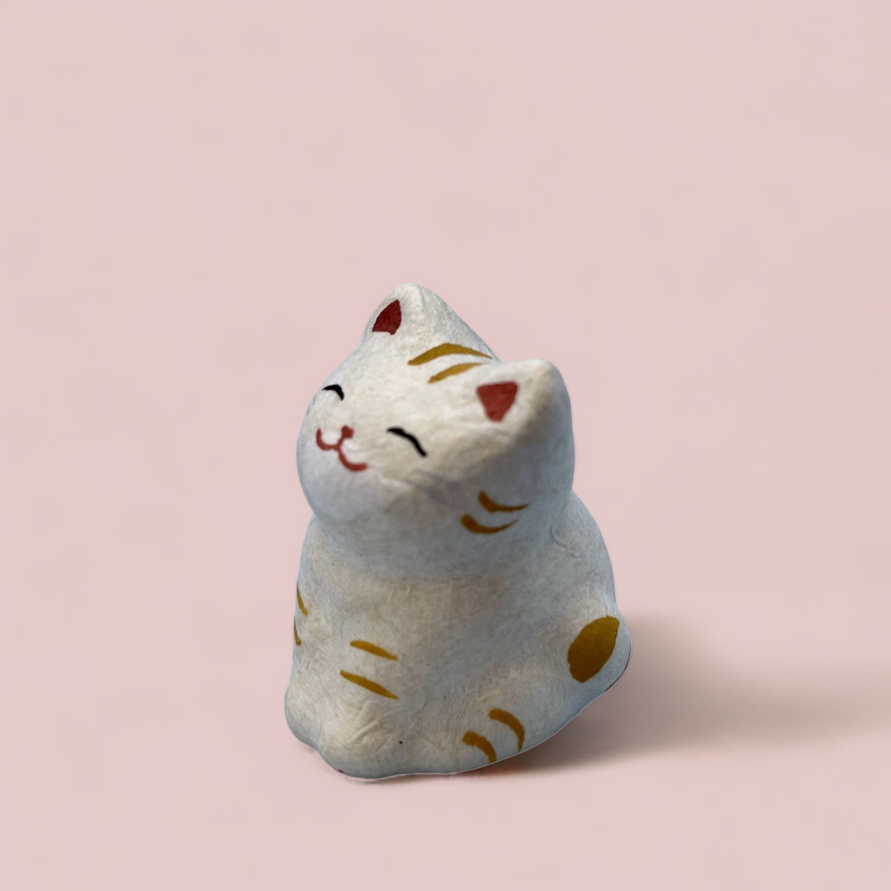 Torn Japanese Paper, Lucky Cat in Tabby for Wealth