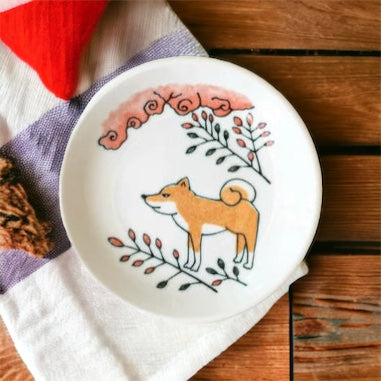 Bush Clover & Shiba inu Dog Bean Plate