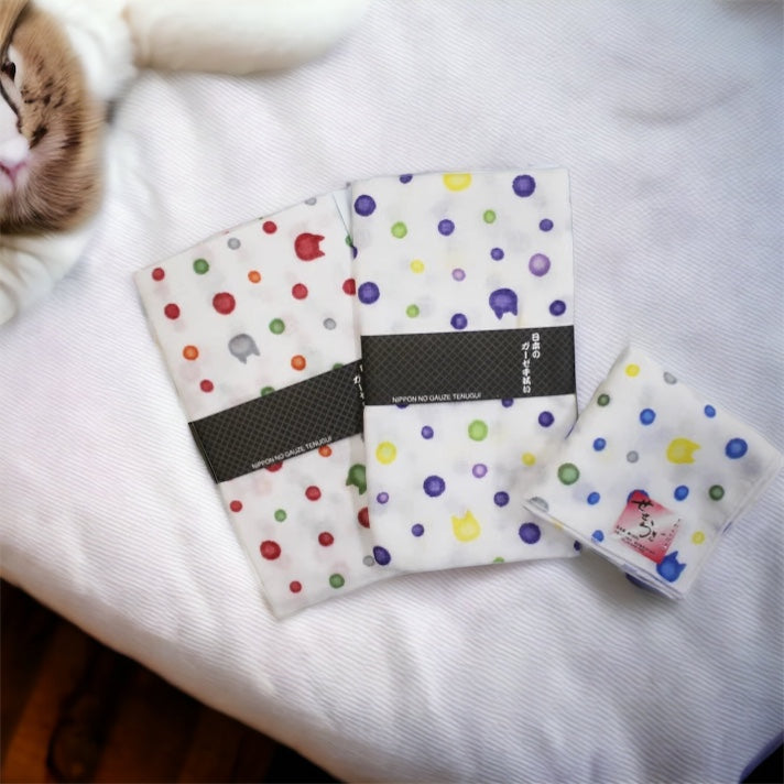 Chic Japanese Gauze Handkerchief/Cat Dot