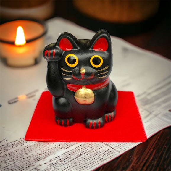 Tiny Black Cat🐱 "Handcrafted Happiness: The Maneki-neko Talisman" 🎨