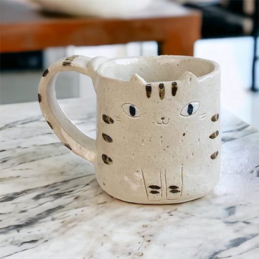 Handcrafted Ceramic White Cat Mug