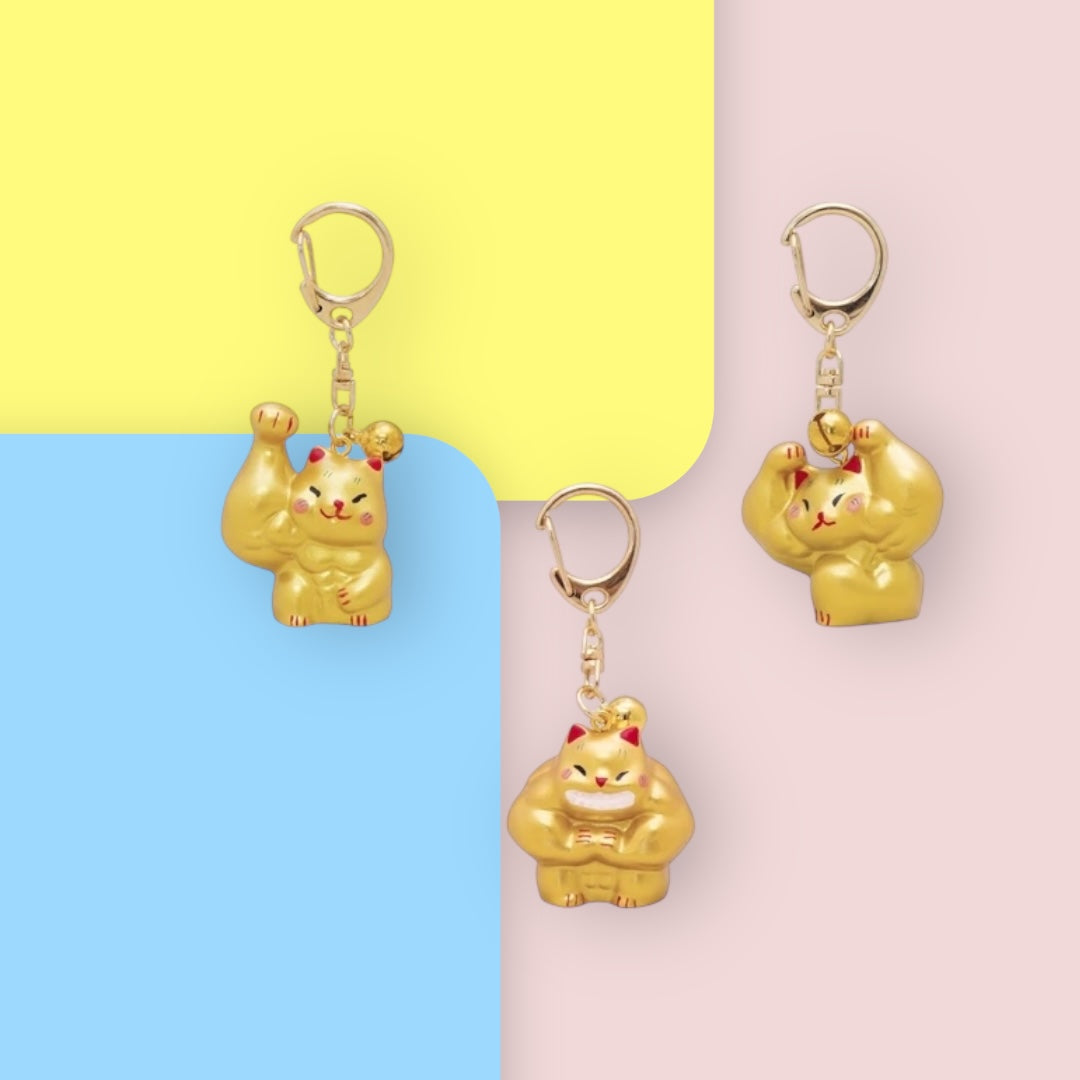 🐱💥 Unleash Your Luck with the Macho Cat Keychain! 💫🔑 Right Hand Beckoning