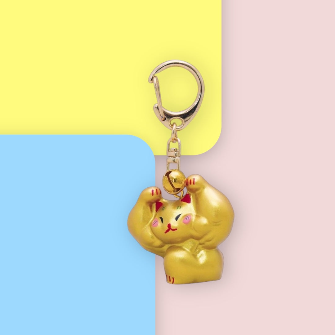 🐱💥 Unleash Your Luck with the Macho Cat Keychain! 💫🔑 Double Biceps