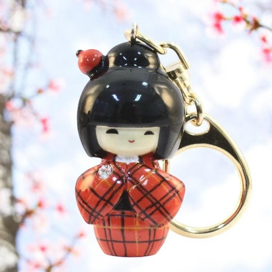 🗝️ Kokeshi Doll Keychains! Brighten Your Day! ✨🌟 Kasuri Orange