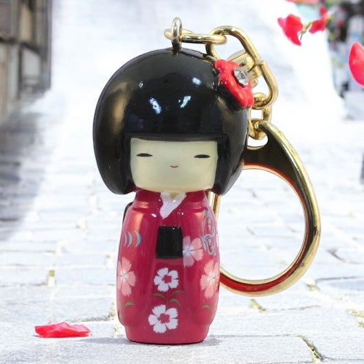 🗝️ Kokeshi Doll Keychains! Brighten Your Day! ✨🌟 Furisode Pink Flower