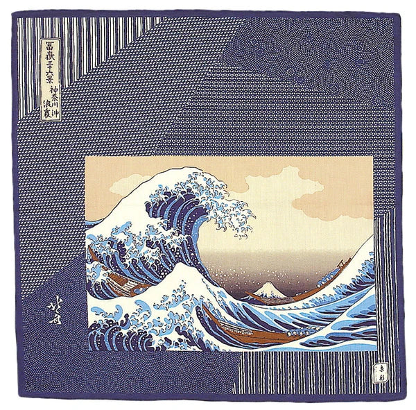 "Hokusai Wave" Poster-Style Art Handkerchief 🌊🎨🖼️✨