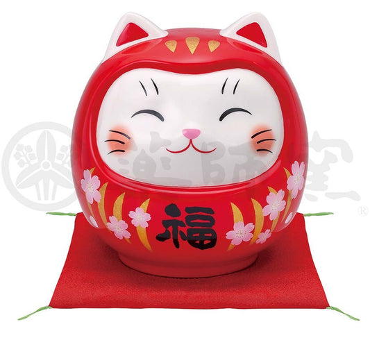 🐱🌟 Daruma Cat Coin Bank – A Touch of Fortune for Your Home! 💴🍒Large size Red