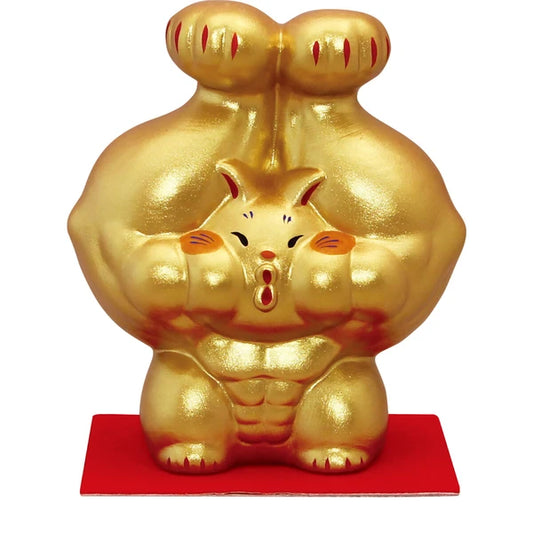 Large🏋️‍♂️💥 Power Up Your Decor with the Macho Cat Titan! 🏠 Beckoning with Both Hands