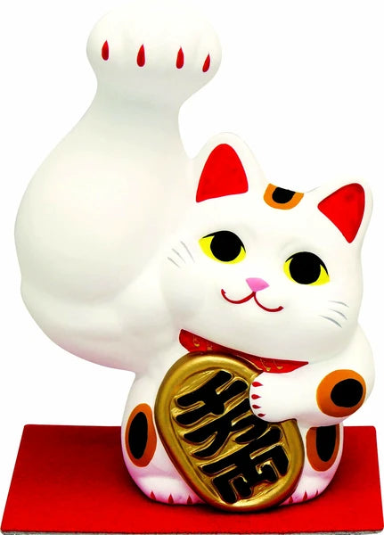 🌟Right paw raised💪 White Macho Maneki-neko: Boost Your Fortune! 💰🐱