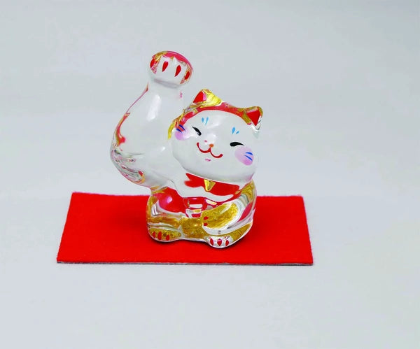 ✨Crystal stiff-armed Macho Maneki Neko beckoning with right hand