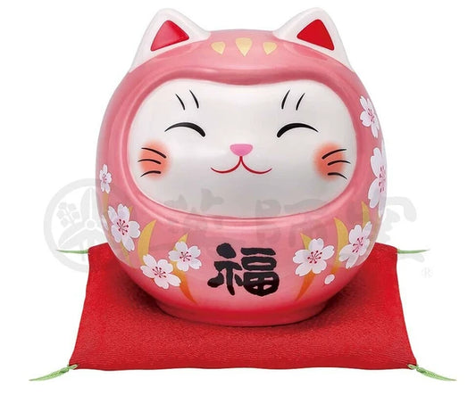 🐱🌟 Daruma Cat Coin Bank – A Touch of Fortune for Your Home! 💴🍒Medium size Pink