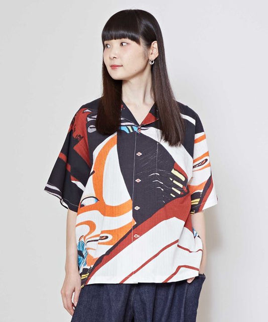 Medium👘Ukiyo-e Inspired Japanese Aloha Shirt🌸Rd Shibaraku