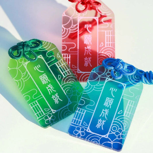 🧧 Neon Omamori Charm with Cord – For Your Brightest Wishes ✨🌈