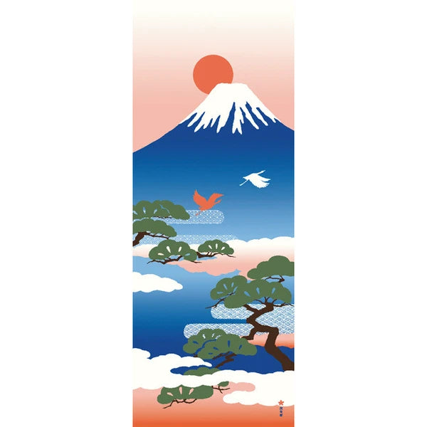 🏠 Essential 'Tenugui' for Every Home! ✨ Mt. Fuji and Pine, Blue