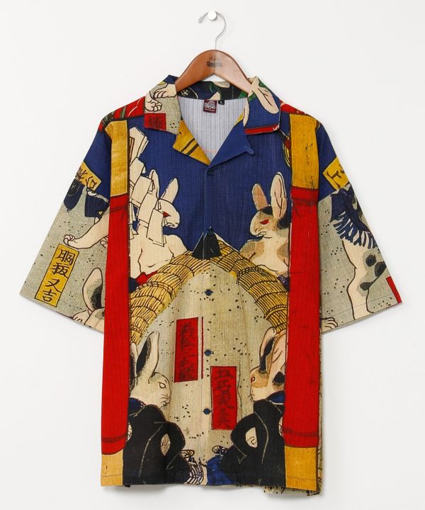 Large👘Ukiyo-e Inspired Japanese Aloha Shirt🌸