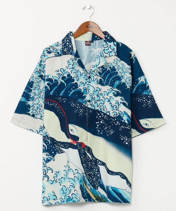 Large👘Ukiyo-e Inspired Japanese Aloha Shirt🌸