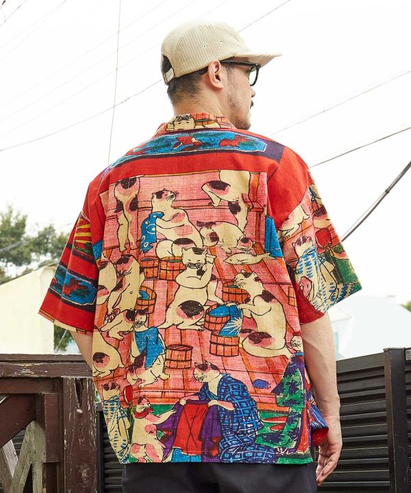Large👘Ukiyo-e Inspired Japanese Aloha Shirt🌸