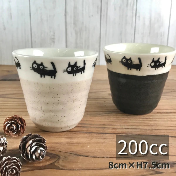 🐈⬛ Black Cat Yunomi Tea Cup – Now in Two Colors! 🍵✨ 200cc Yunomi